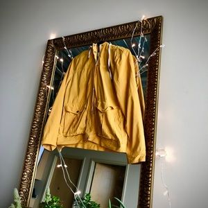 Cute yellow jacket with denim hood